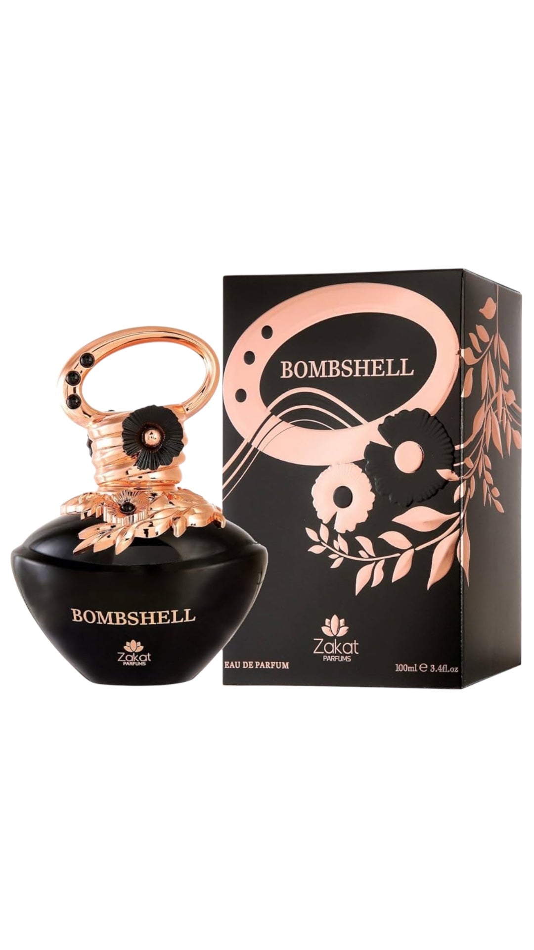 BOMBSHELL by Zakat Eau de Parfum, black and Rose Gold 3.4 fl oz