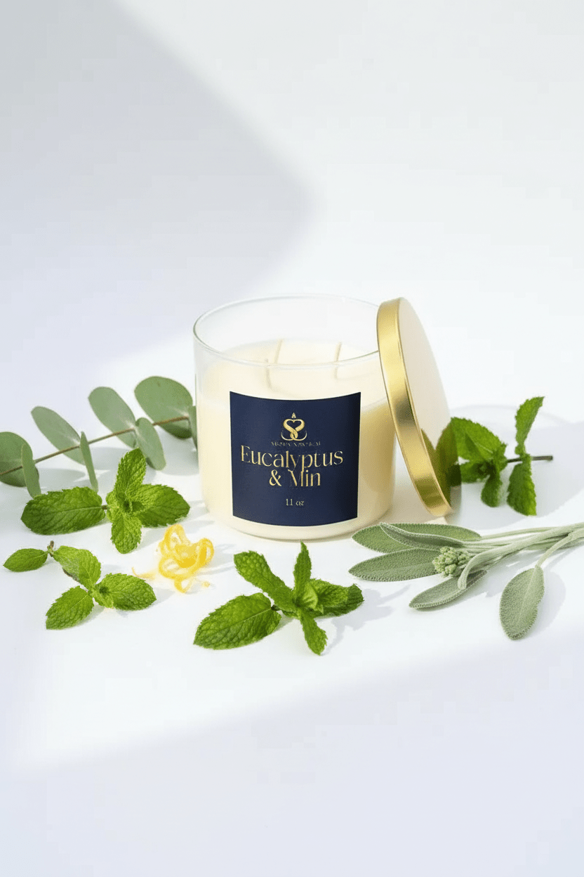 Eucalyptus & Mint - Scented Organic Coconut Wax Candle - Aroma Nostrum