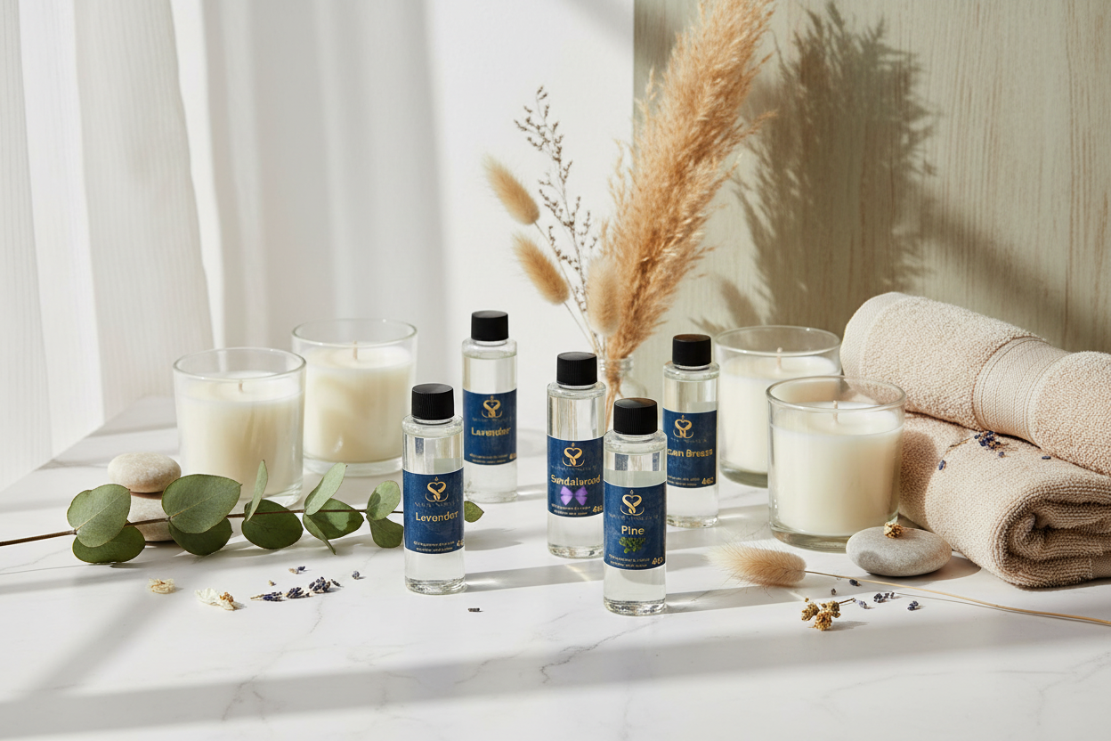 Fragrance oils with elegant spa decor