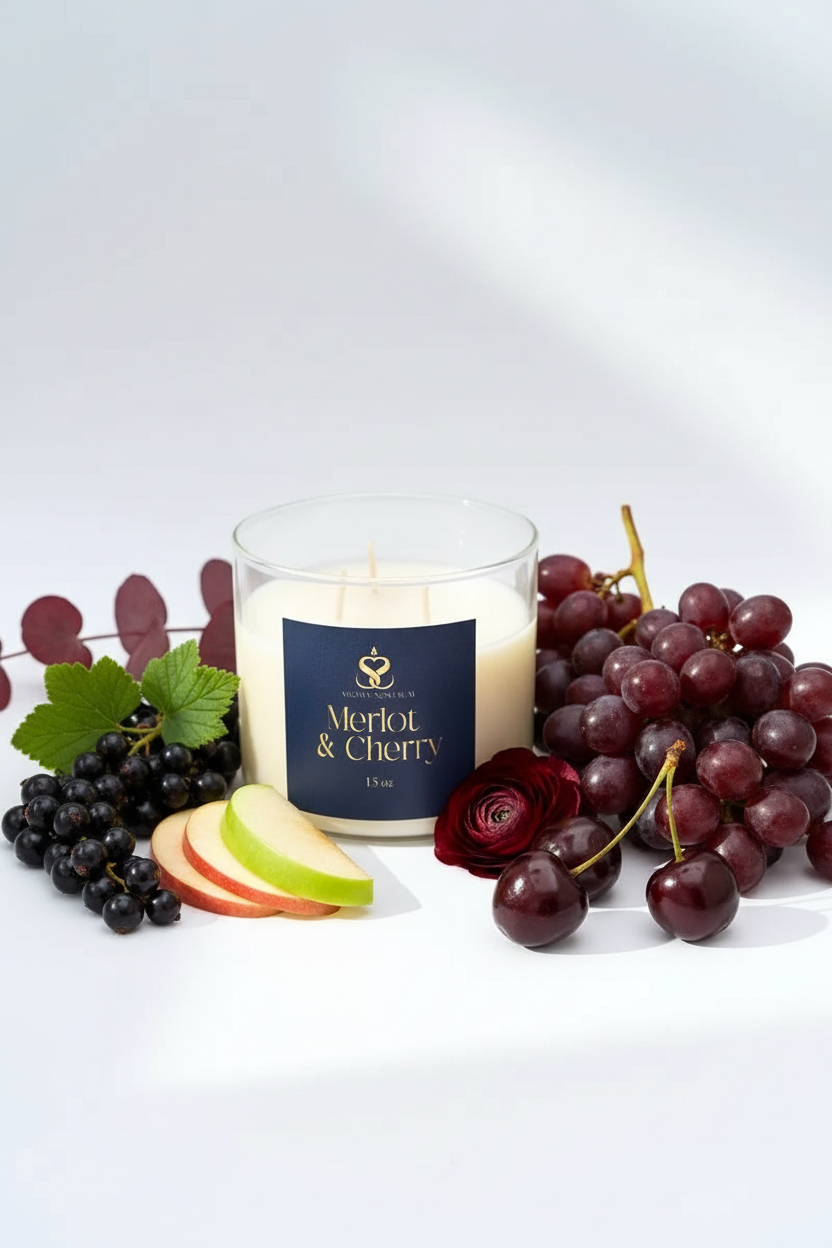Merlot & Cherry Candle with notes