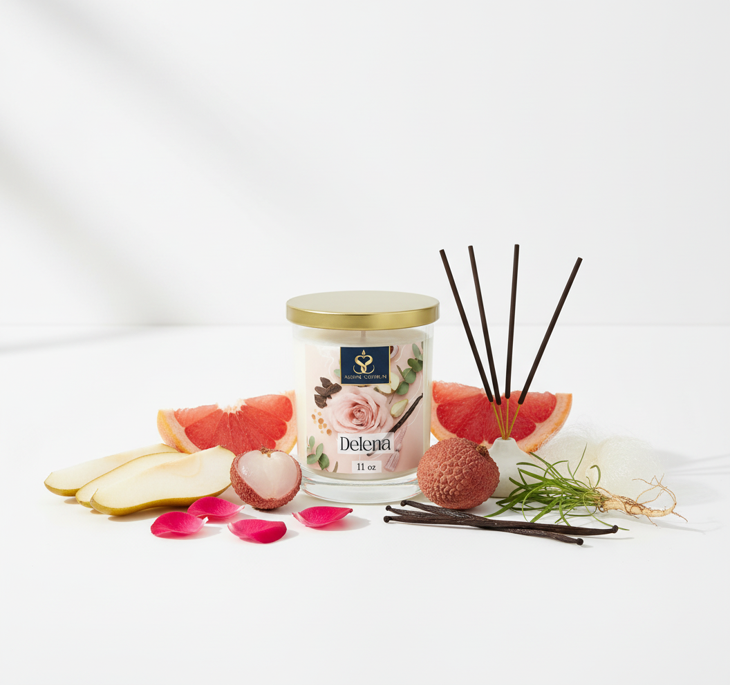 Delena Candle with notes