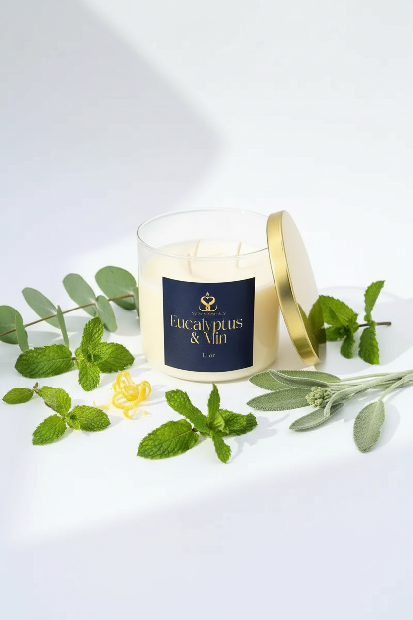 Eucalyptus & Mint Candle with notes