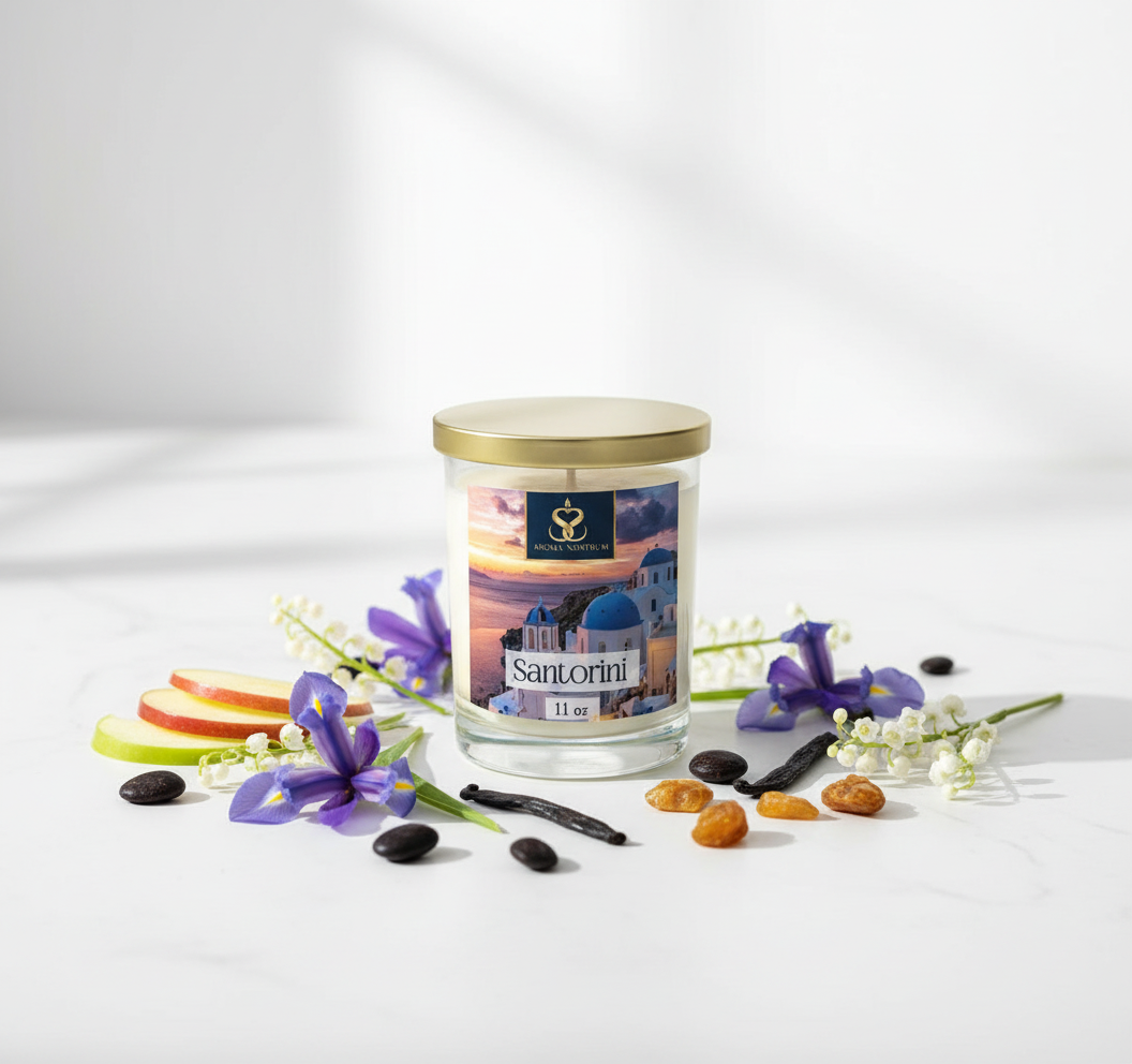 Santorini Candle with notes