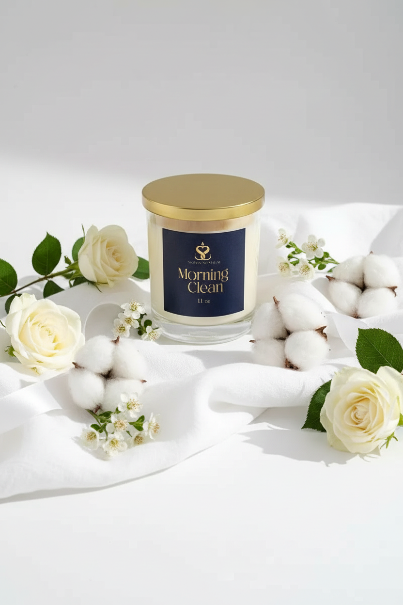 Morning Clean Candle with notes