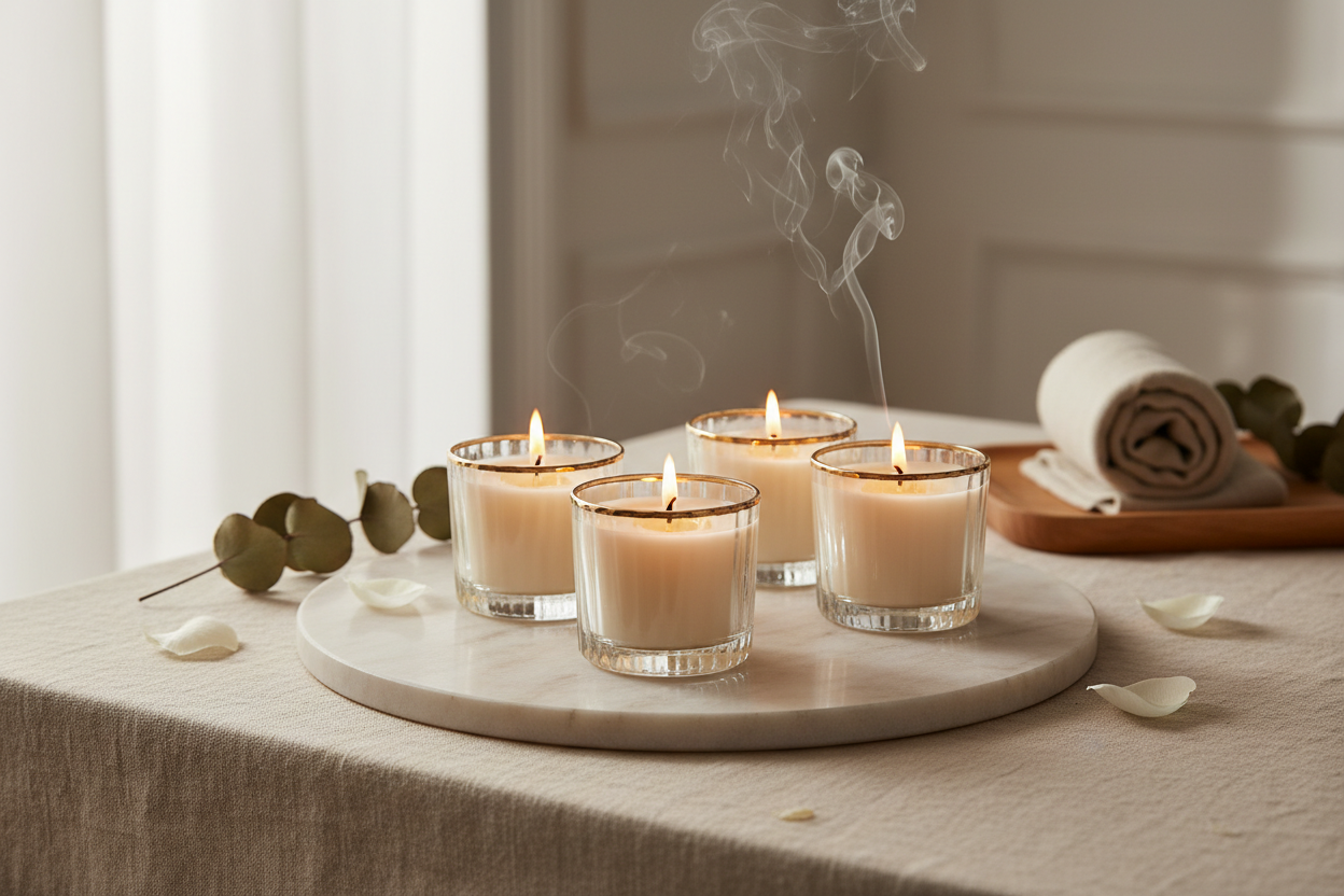 Signature Candles

Experience timeless elegance with our Signature Candle Collection. Each candle is hand-poured using premium soy wax and crafted to deliver a long-lasting, clean burn. Enjoy authentic fragrances that create comfort, relaxation, and sophistication in every room.

Highly scented with premium fragrance oils
Clean, even burn with lead-free wicks
Perfect for daily relaxation and home ambiance
